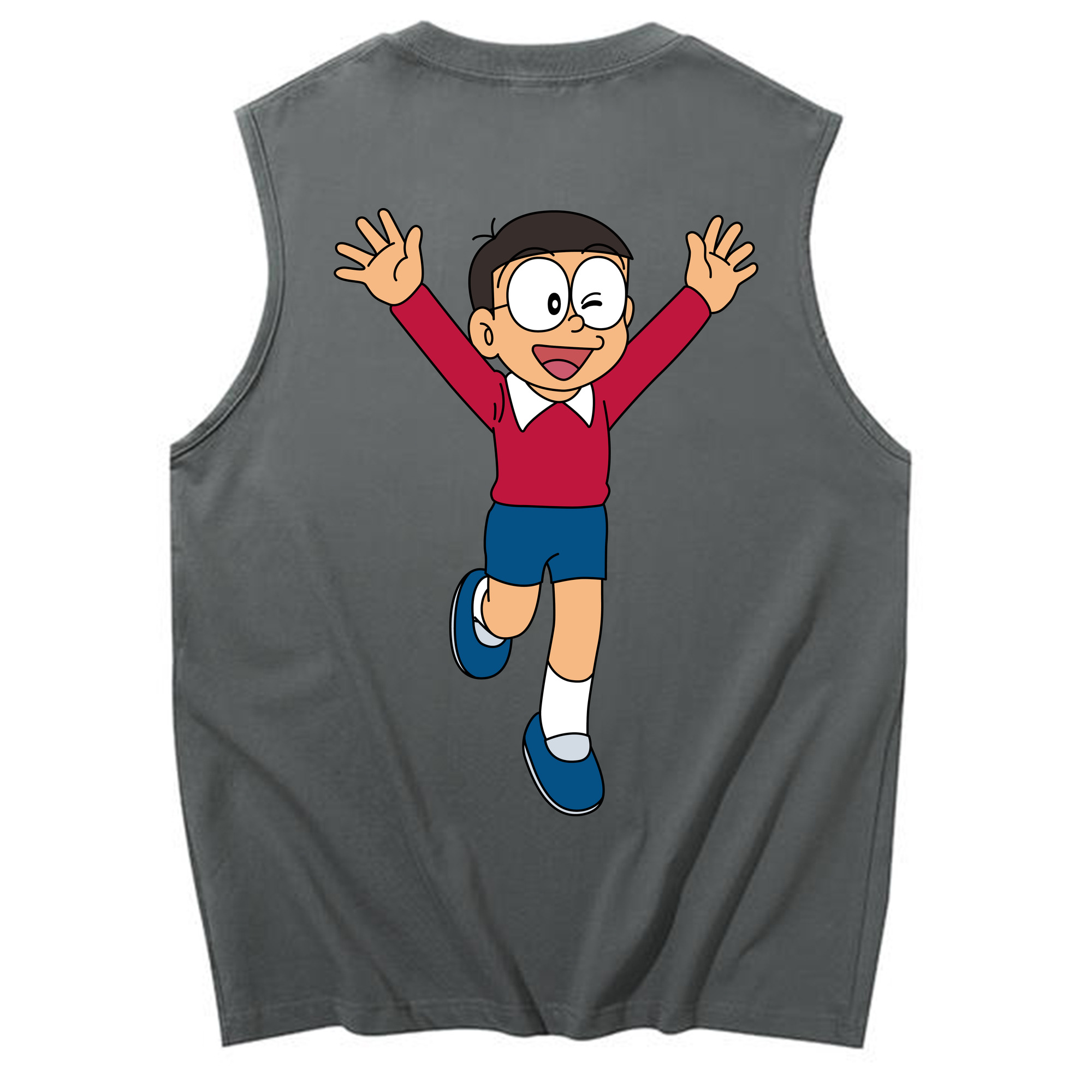 （画像用） ドラえもん 野比 のび太 Doraemon Nobita Nobi コットン100％タンクトップ（背面プリント）
